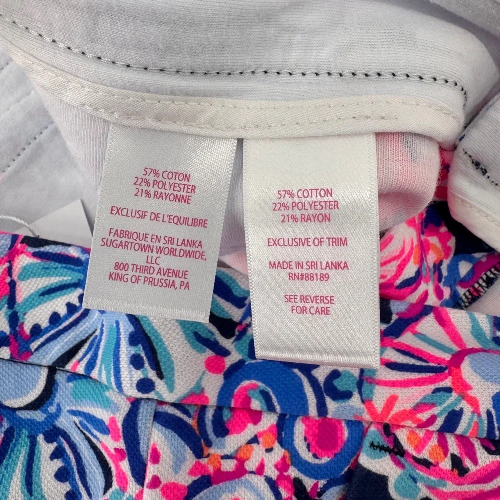 Lilly Pulitzer Buttercup Knit Short Women 14 Navy Pink Scalloped Turtle 005645